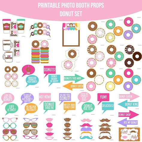 Kids Donut Party, Donut Printable, Doughnut Party, Donut King, Donut Themed Birthday Party, Photobooth Props Printable, Grown Up Parties, Photobooth Props, Donut Birthday Parties