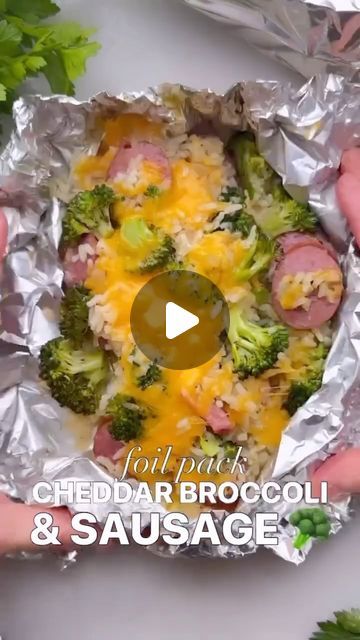 Chelsea Lords on Instagram: "Comment “FOIL” to get this recipe sent straight to your DMs or Google “CHEESY BROCCOLI & CHICKEN (FOIL PACK) chelseasmessyapron” for the full recipe.

You guys loved my last foil pack recipe, and when I asked if you wanted more, the answer was a big YES! 🙌 

So here’s another winner: cheesy broccoli, smoked sausage, and tender white rice, all cooked perfectly in foil. 🧀🥦🍚 Yep, even the rice goes in uncooked and comes out fluffy and delicious! The seasoning on this is chef’s kiss. Just mix it all up, toss it in the oven, grill, or campfire, and add cheese. Enjoy! 🧑‍🍳🔥✨" Chicken Foil Pack, Chicken Foil Packs, Broccoli Sausage, Foil Pack Meals, Broccoli Chicken, Cheesy Broccoli, Broccoli Rice, Green Bean Recipes, Broccoli Cheddar