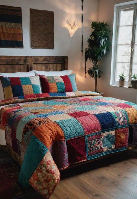 32 Artistic boho bedroom Ideas Dark Boho Bedroom, Unique Color Schemes, Pallet Bed Frame, Rustic Wooden Furniture, Bohemian Diy, Bohemian Style Decor, Boho Bedroom Design, Comfortable Bedding, Boho Bedroom Ideas