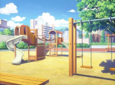 Playground ================== Explorable location in the teen action adventure game. Magical item hidden at the top of the slide. A card used to summon a monster for battle maybe. Playground Background Anime, Anime Playground Background, Anime Playground, Gacha Park Background, Playground Drawing, Playground Aesthetic, Playground Background, Anime Locations, Playground Sand