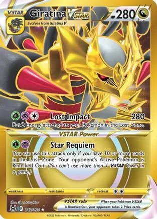 Giratina VSTAR (212) (Secret) - SWSH11: Lost Origin - Pokemon Giratina Pokemon, All Pokemon Cards, Pokemon Umbreon, Rare Pokemon Cards, Cool Pokemon Cards, Power Star, Collectible Trading Cards, Pokemon Trading Card Game, Trading Card Game