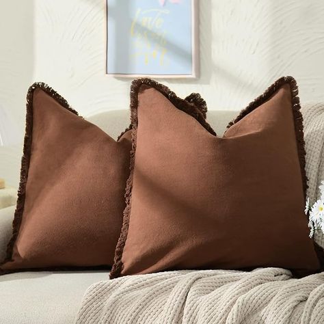 Amazon.com: ZWJD Pillow Covers 24x24 Set of 2 Cream Throw Pillow Covers with Fringe Chic Cotton Decorative Pillows Square Cushion Covers for Sofa Couch Bed Living Room Farmhouse Boho Decor : Home & Kitchen Farmhouse Boho Decor, Farmhouse Decorative Pillows, Cream Throw Pillows, Living Room Farmhouse, Bed Living Room, Farmhouse Boho, 1 Aesthetic, Style Cottage, Fall Pillows