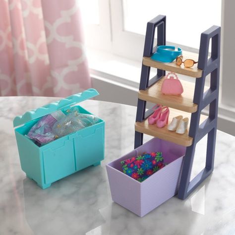 Kidkraft Dollhouse, Playhouse Furniture, Shoe Tower, Closet Furniture, Dollhouse Furniture Sets, Doll Cradle, Doll House Ideas, Diy Barbie Furniture, Clean Clothes