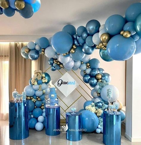 Shades Of Blue Party, Birthday 20, Deco Ballon, Blue Birthday Parties, Diy Balloon Decorations, Birthday Party Theme Decorations, Baby Shower Decorations For Boys, Birthday Balloon Decorations, Blue Birthday