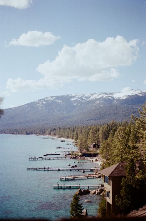 East Bay at Lake Tahoe, California. Film photography. Lake Tahoe Aesthetic Winter, Lake Tahoe Aesthetic Summer, Lake Tahoe Christmas, Lake Tahoe Aesthetic, Tahoe Aesthetic, South Lake Tahoe Winter, Lake Tahoe Fall, Lake Tahoe Photography, Lake Tahoe Winter