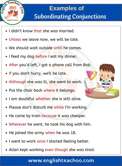 Subordinating Conjunctions Worksheets, Subordinate Clauses, Common Nouns Worksheet, Teaching Punctuation, Ielts General, Conjunctions Worksheet, Rhyming Worksheet, English Opposite Words, Subordinating Conjunctions