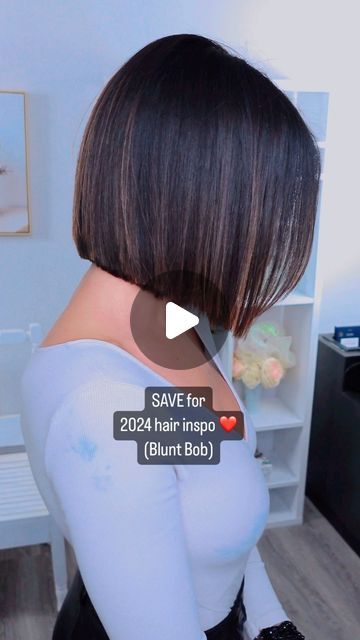 Gabriela Soares on Instagram: "Enjoying my blunt bob era 💇‍♀️  Save for your 2024 Haircut Inspo ❤️ Is this the year that you go short?   Next week I have a 2024 Haircut Trends video coming up for you on YouTube. There are lots of awesome trends forecasted to be HUGE this year and I can’t wait for you to see them.   Haircut by my friend and amazing stylist @charisejuanita @thatchandfringe  #bobhaircut #bobhairstyles #bobhairstyle #bobhaircuts #bluntbob #bluntbobhaircut #bluntbobcut #styleyourbob" Short Bob 2024 Trends, Bobs For 2024, Bluntcut Bob Styling, Bob Trend 2024, Trending Bobs 2024, Bob 2024, 2024 Haircut, Rocker Hair, Haircut Inspo