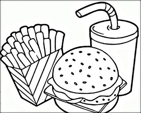 Mcdonalds Coloring Pages Free Download | Educative Printable Pizza Coloring Page, Makanan Cepat Saji, Printable Food, Food Coloring Pages, Colouring Printables, Cool Coloring Pages, Kawaii Doodles, Food Drawing, Cute Coloring Pages