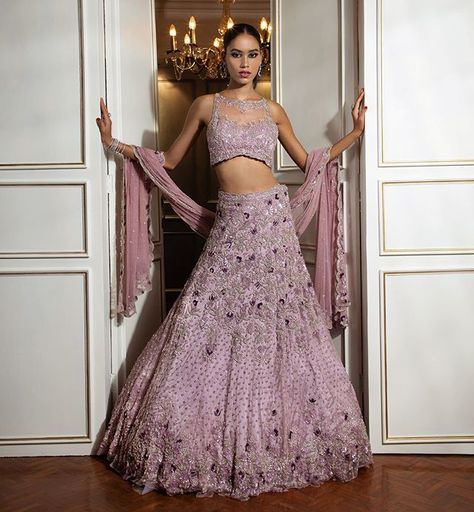 This Wedding Season, Acquire These Mauve Coloured Lehengas That Will Make You Feel Stand Out! | Weddingplz Lehenga For Dark Skin Tone, Mauve Lehenga, Cocktail Lehenga, Natasha Dalal, Frog Wedding, Dress Designs For Stitching, Sangeet Outfit, Wine Purple, Wedding Saree Blouse