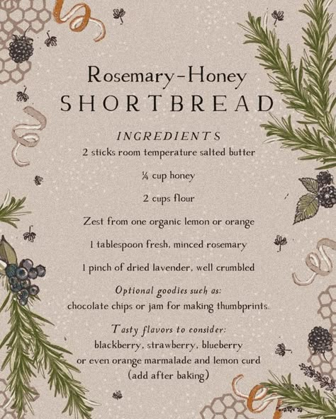 Honey Shortbread, Hygge Kitchen, Rosemary Honey, Cottagecore Recipes, Witch Recipes, Kitchen Witch Recipes, Wooden Countertops, Cozy Hygge, The Joy Of Cooking