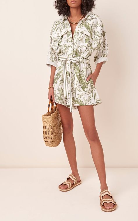 Utility Romper, Lace Up Espadrilles, Beach Chic, Resort Wear, Moda Operandi, Playsuit, Paisley Print, Printed Cotton, Everyday Essentials Products