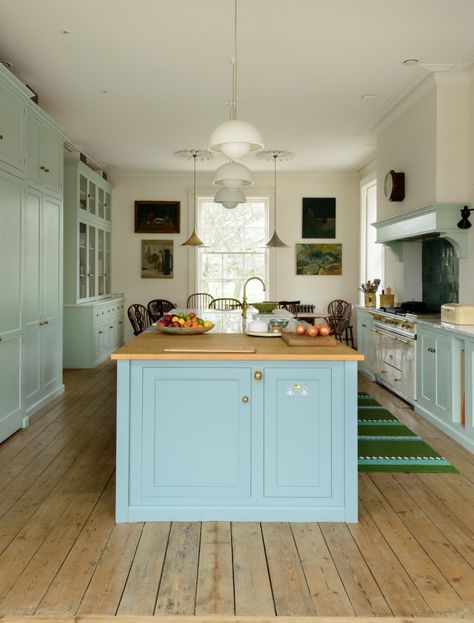 What kind of flooring should I go for in my kitchen? - The deVOL Journal - deVOL Kitchens Classic English Kitchen, Kitchen Triangle, Oak Floorboards, Oak Parquet Flooring, Built In Pantry, Devol Kitchens, English Kitchens, Wooden Floors, Wooden Floor