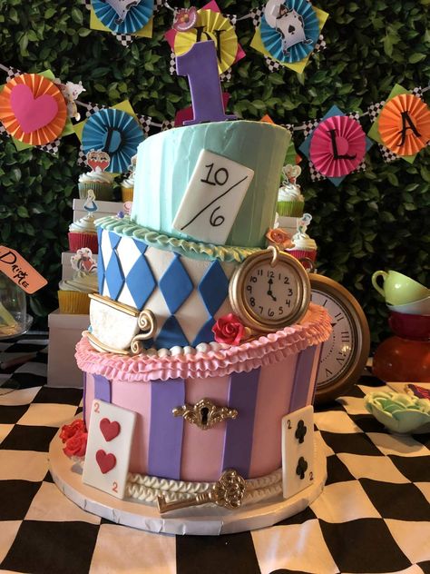 Birthday Theme Alice In Wonderland, Sweet 16 Party Alice In Wonderland, Alive In Wonderland Party Ideas, Alice In Wonderland Sweet Sixteen, Alice In Wonderland 1st Birthday Party Ideas, Alice In Wonderland Tea Party Sweet 16, Allison In Wonderland Party, Alice In Wonderland Birthday Party Cake, Alice In Onederland Party Decorations