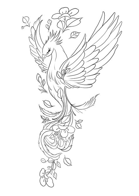 Floral Phoenix Tattoo, Phoenix Floral Tattoo Feminine, Floral Phenix Tattoo, Phoenix Sketch Tattoo, Phönix Tattoo Women, Phoenix Tattoo Feminine Black And White, Upper Inner Arm Tattoos For Women, Phoenix Tattoo Women, Simple Heart Tattoos