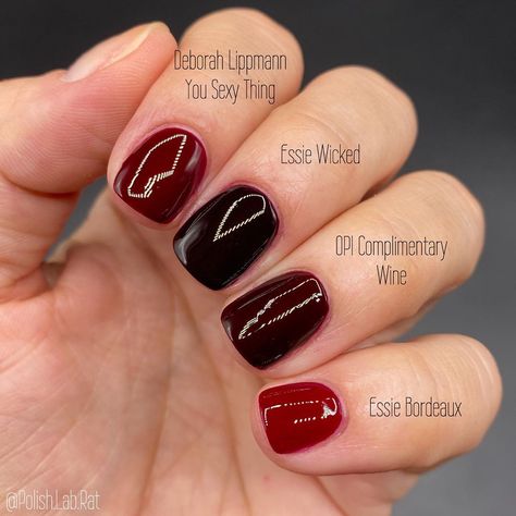 All The Nail Polish Things on Instagram: “Comparisons for @opi’s “Complimentary Wine” from the Fall 2020 “Muse Of Milan” Collection.  All colors here are shown in 2 coats.  I…” Opi Complimentary Wine, Trending Nail Polish Colors, Multicolor Nails, Nails Xmas, Adorable Nails, Opi Red, Opi Gel Nails, Engagement Nails, Opi Nail Colors