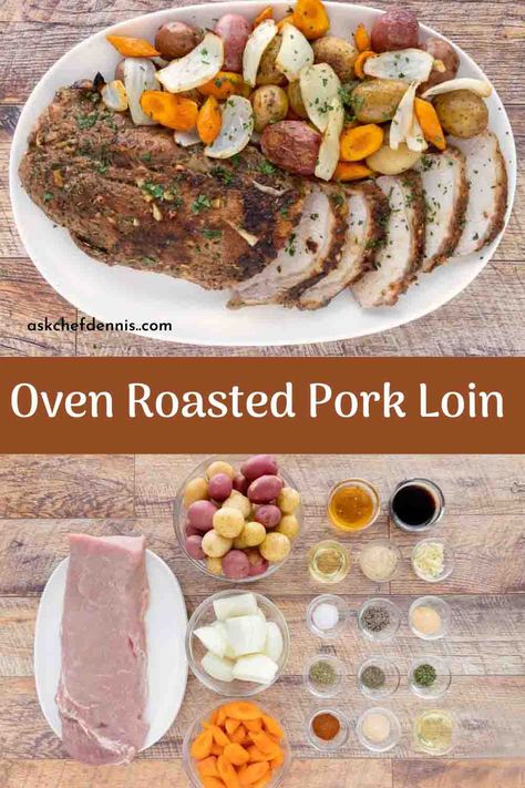 Oven Roasted Pork Loin | Chef Dennis How To Make Pork Loin In The Oven, Pork Loin Dinner Recipes, How To Bake A Pork Loin In The Oven, Pork Half Loin Recipes, Dutch Oven Pork Loin Roast, Oven Pork Loin Recipes, Roast Pork Tenderloin Oven, How To Cook Pork Loin, How To Cook A Pork Loin In The Oven