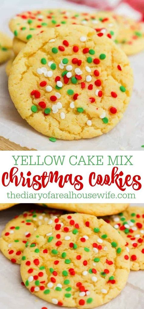 Yellow Cake Cookies With Chocolate Frosting, Recipes That Use Yellow Cake, Yellow Cake Batter Cookies, Yellow Cake Mix Christmas Cookies, Cake Batter Cookies Christmas, Yellow Cake Cookies Recipe, Yellow Cake Mix Cookie Bars, Yellow Cake Cookies, Cake Batter Cookies Easy