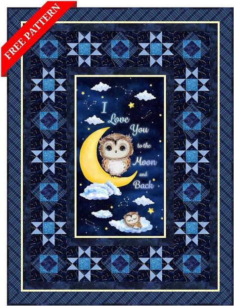 Owl Always Love You Starry Eyed Pattern (FREE) - 120392 Owl Baby Quilts, Harry Potter Quilt, Baby Quilt Kit, Neutral Quilt, Timeless Treasures Fabric, Owl Fabric, Love Your Family, Starry Eyed, Quilt Stores