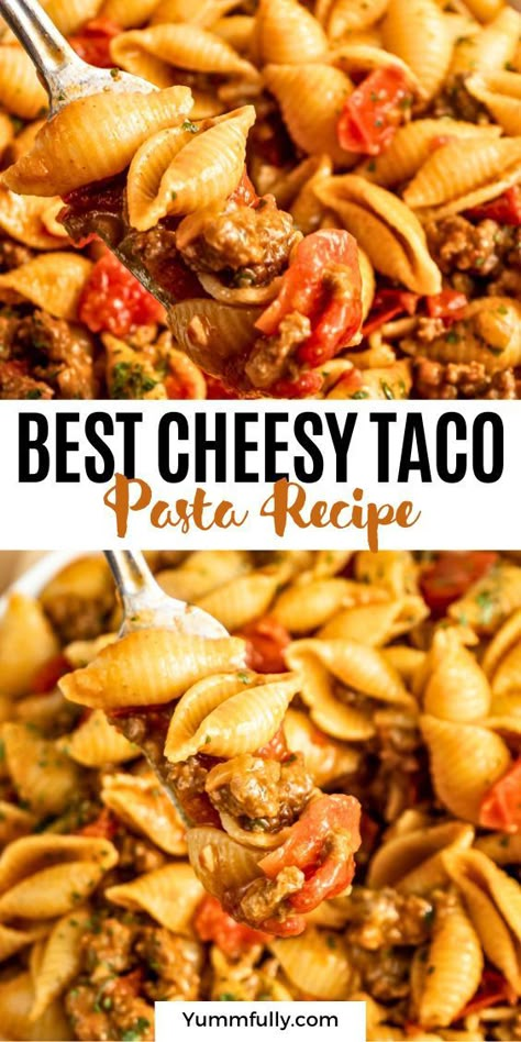 Experience the perfect combination of two beloved comfort foods with this Cheesy Taco Pasta Recipe, where seasoned ground beef, zesty taco flavors, and gooey cheese come together in a one-pot pasta dish that’s sure to please. If you’re ready to delight in this flavorful combination or explore a range of delicious recipes, click here for a culinary adventure that will keep your taste buds satisfied and coming back for more! Taco Pasta Recipe, Cheesy Taco Pasta, Taco Pasta Recipes, Ground Beef Pasta Recipes, Top Dinner Recipes, Cheesy Pasta Recipes, Beef Pasta Recipes, Ground Beef Pasta, Taco Pasta