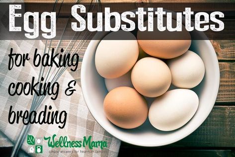 Egg substitute makes egg-free baking, cooking and breading simple and delicious. Try chia seeds, gelatin, applesauce, yogurt & chia seeds. Egg Substitutes, Egg Substitute In Baking, Egg Free Baking, Egg Substitute, Egg Replacement, Wellness Mama, Cooking Bread, Eggless Baking, Substitute For Egg