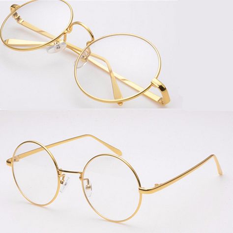 Gold Rimmed Glasses, Circle Glasses, Round Eyeglasses Frames, Gold Glasses, Round Glasses Frames, Cute Sunglasses, نظارات شمسية, Cute Glasses, Fashion Eye Glasses