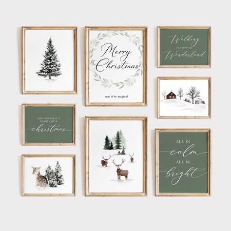 Christmas Canvas Decor, Christmas Decor Wall Art, Simple Green Christmas Decor, Christmas Framed Art, Christmas Wall Ideas Decoration, Christmas Decor Trends 2023/2024, Christmas Wall Collage, Christmas Printable Wall Art, Christmas Wall Art Ideas