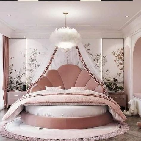 Bedroom designs ✨️👌 . . . . . . #bedroomdecor #bedroomdesign #bedroominterior #bedroomdecoration #homedesignsdworld #populardesign #reeelitfeelit #bedroomgoals #interiordecoratingideas #explorepage #interiordesign #fypシ゚viralシ2024fyp #gurupurnima #leatherjacket #spainvsengland #trendingrecipes #urvashirautela Bedroom Ideas Circle Bed, Circle Bed Bedroom, Round Bed Aesthetic, Round Bed Frame, Circular Bed, Sunset Room, Circle Bed, 2024 Bedroom, Round Bed