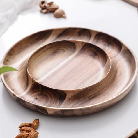 Snacks Tray, Acacia Wood Bowl, Wood Serving Platter, Wooden Partitions, Plate Food, Wood Serving Bowl, Wood Dishes, Wooden Platters, Wooden Dishes