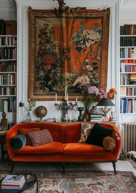 Eclectic Elegant Living Room, Modern Interior Design Colorful, Grandmillennial Interior Design, House Interior Vintage, Bright Colored House Interior, Netherlands Interior Design, Small Living Room Maximalist, Beaux Arts Interior Design, Home Decor Eclectic