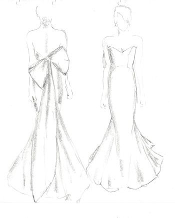 Bow Dress Drawing, Large Gowns, Wedding Dresses With Bows, Base Outfits, Wedding Dress Drawing, Dresses With Bows, Clothes Sketches, 70 Wedding, Wedding Dress Sketch