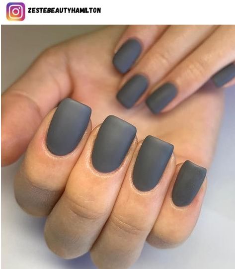 Nail Designs Gray, Matte Gray Nails, Pantone Nails, Gray Nail Designs, Dark Grey Nails, Grey Gel Nails, Grey Matte Nails, Gray Nail, Grey Acrylic Nails