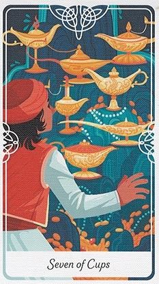 Tarot Of The Divine, 7 Of Cups, Seven Of Cups, Tarot By Cecelia, Diy Tarot Cards, Cups Tarot, Tarot Cards Art, Minor Arcana, Tarot Art