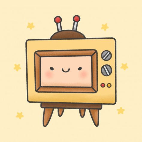 Radio Icon, Retro Television, Vintage Technology, Tv Icon, Cute Clipart, Girl Sketch, Cartoon Character Design, Anime Drawings Boy