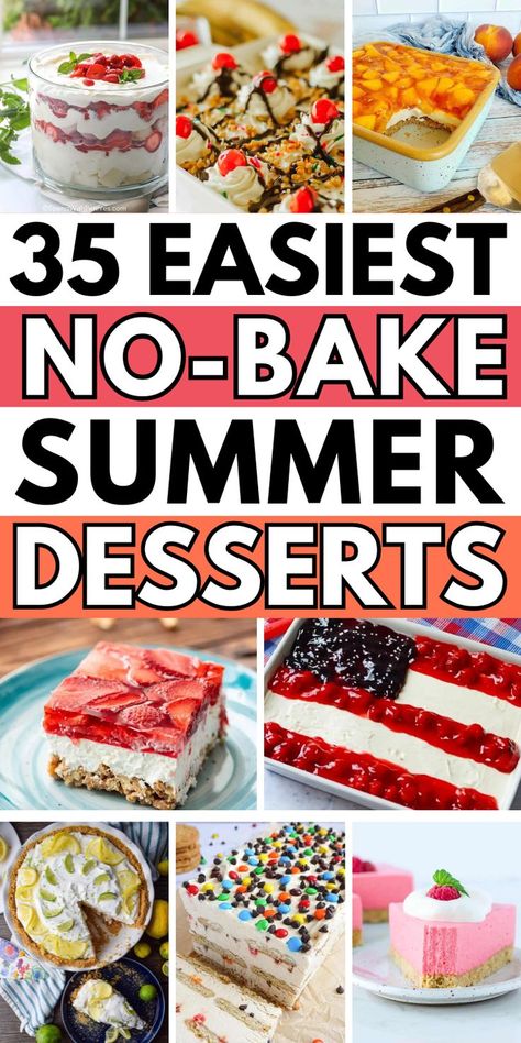 picnic desserts for a crowd summer Very Simple Dessert Recipes, Easy Non Chocolate Desserts, Summer Party Dessert Ideas, Sweets For A Party, Backyard Dessert Ideas, Easy Icebox Desserts, Sweet Treats For A Crowd, Block Party Dessert Ideas, Easy Pool Party Desserts