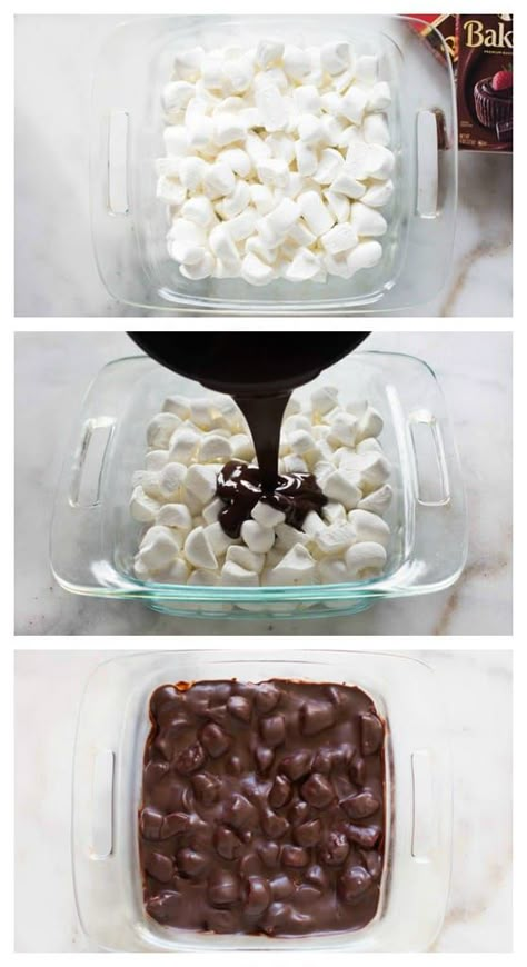 Hershey's Recipes, Homemade Rocky Road, Heavenly Hash, Rocky Road Fudge, Rocky Road Recipe, Microwave Dessert, Toffee Candy, Tastes Better From Scratch, Glass Pan