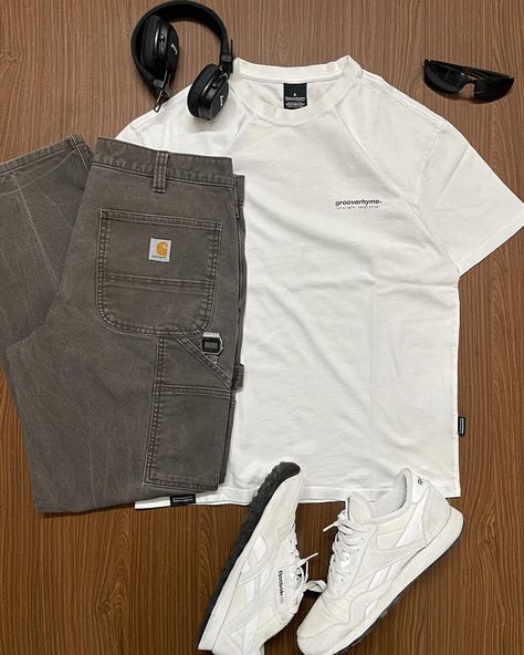 Grooverhyme white t Size M loose fit Price :- 699₹ Carhartt straight fit carpenter Pants Size 34 Price:- 999₹ Get both @ ₹1500/- #thrift #thrifting #india #newdelhi #carhartt #outfit #fashion #clothing #indianthriftstore #indianthrift Carhartt Carpenter Pants Outfit Men, Grey Carhartt Pants Outfit, Carpenter Pants Outfit Men, Carhart Outfit, Carhartt Pants Outfit, Carpenter Pants Outfit, Skate Outfits, Carhartt Outfit, Pantalon Carhartt