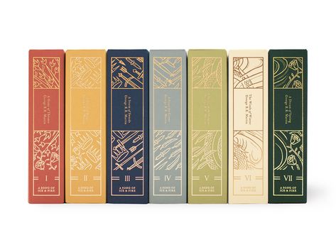 A Song of Ice & Fire Book Set :: Behance Book Rebinding, Book Cover Art Design, Book Design Inspiration, Binding Covers, Book Binding Diy, Fire Book, Song Of Ice And Fire, Book Spine, Ice And Fire