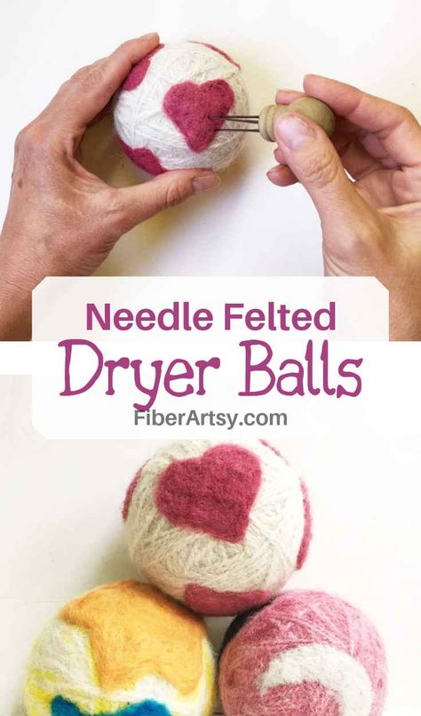 Diy Wool Dryer Balls, Felted Dryer Balls, Diy Dryer Balls, Diy Wool, Needle Felting Diy, Dryer Balls, Wool Dryer Balls, Homemade Cleaning Products, Needle Felting Projects