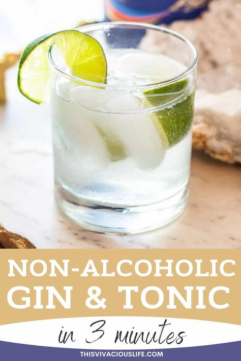 This three ingredient non-alcoholic gin and tonic is going to be your favorite summer dry cocktail. This mocktail is refreshing and takes only minutes to make. Non Alcoholic Gin, Tonic Mocktail, Gin And Tonic Recipe, Nonalcoholic Party Drinks, Summer Mocktail, Tonic Drink, Tonic Recipe, Alcohol Free Drinks, Gin Recipes