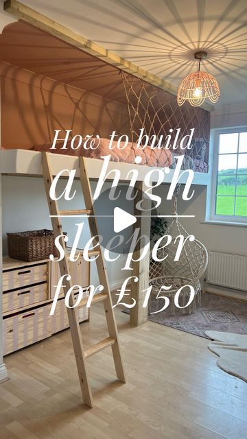 Louise McGerty-Harper on Instagram: "High sleeper DIY! Here she blimmin is! If we had made the ladder it would’ve been even cheaper - but you know time 🕰️ Still lots more to add to this space ♥️ let me know what you think 🤔 #diyhomeimprovement #diyhacks #diyhomerenovation #myhousethismonth #luxuryinteriorsonabudget" High Sleeper Bed Ideas, High Sleeper Bed, High Sleeper, Diy Ladder, Hacks Diy, Diy Home Improvement, Diy Hacks, Boys Room, Boy's Room