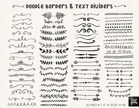 Hand Drawn Doodle Borders and Text Dividers Clip Art.. Digital - Etsy Latvia Hand Drawn Borders Simple, Border Doodles Hand Drawn, Doodle Embellishments, Borders For Paper Projects, Doodle Frames And Borders, Doodle Borders Frames, Border Doodles, Journal Borders, Border Drawing