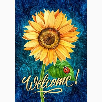 Welcome Design, Welcome Summer, Garden Flag Stand, Side Garden, Blue Backdrops, Yard Flags, Outdoor Flags, Sunflower Design, House Flags