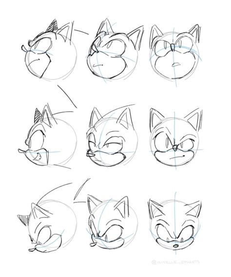 Sonic Character Base Pose, Sonic The Hedgehog Art Style, Sonic Front Facing, Sonic Facial Expressions, Sonic Expression Sheet, Sonic Side View, Sonic Art References, Sonic Reference Poses, Sonic Side Profile