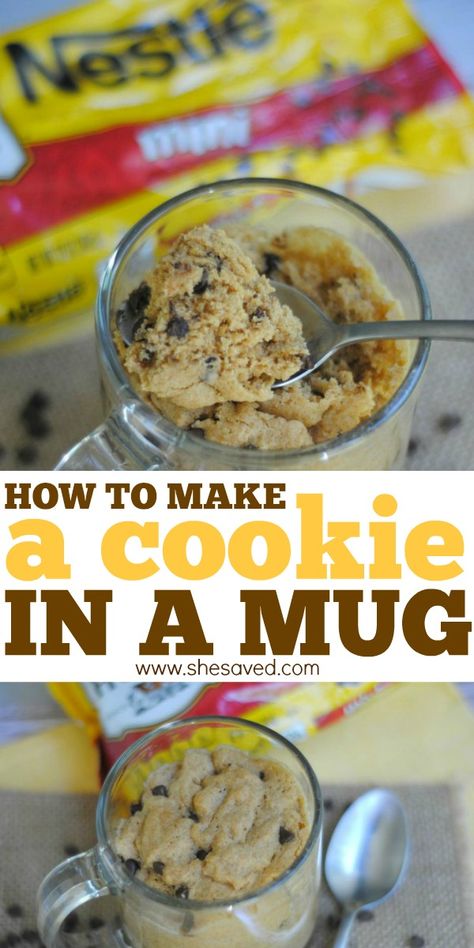 make a cookie in a mug with this easy recipe Cookie In A Mug Recipe Microwave No Egg, Fast Microwave Dessert, Cookie For One Microwave, Dessert For One Microwave, Easy Yummy Desserts Fast, Dessert For 1 Person, Mug Cookie Recipe Microwave, Easy Desserts In Microwave, Fast Midnight Snack