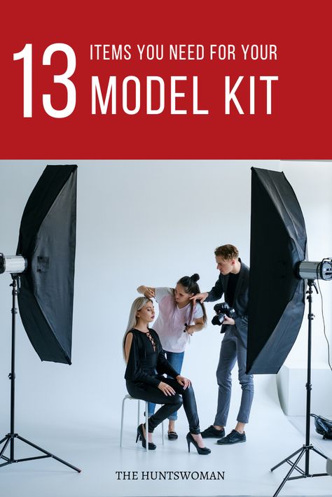 If you're an aspiring or freelance model, you may not be sure what to bring to a photoshoot.  Professional models show up to all photoshoots with a "model kit," an assortment of items from Spanx to specific high heels.  Your model kit means you'll be ready for anything, and being prepared means you're likely to get booked for more jobs – and ideally signed to an agency! Modeling Portfolio Outfits, What Model Agencies Look For, Modeling Tips How To Become A, How To Build A Modeling Portfolio, Commercial Modeling Portfolio, Modeling Agencies To Apply To, Commercial Modeling, Become A Model, Model Tips