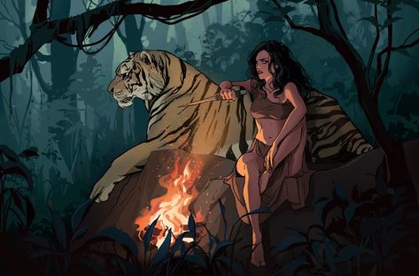 Woman With Tiger Art, Tiger With Woman, Woman And Tiger, Anime Tiger, Tiger Girl, Tiger Drawing, Animal Illustration Art, Big Cats Art, Arte Cyberpunk