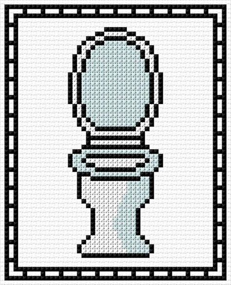 Toilet Room|74|4430|x-stitch|10 Free Patterns Online Toilet Paper Cross Stitch, Toilet Pixel Art, Cross Stitch Signs, Toilet Cross Stitch, Funny Pixel Art, Cross Stitch Calculator, Toilet Room, Pixel Art Grid, Cross Stitch Bird