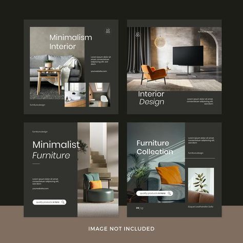 Furniture Instagram Post, Internship Portfolio, Design Portfolio Layout, Inmobiliaria Ideas, Interior Design Template, Interior Design Instagram, Instagram Design Layout, Facebook Post Design, Social Media Branding Design