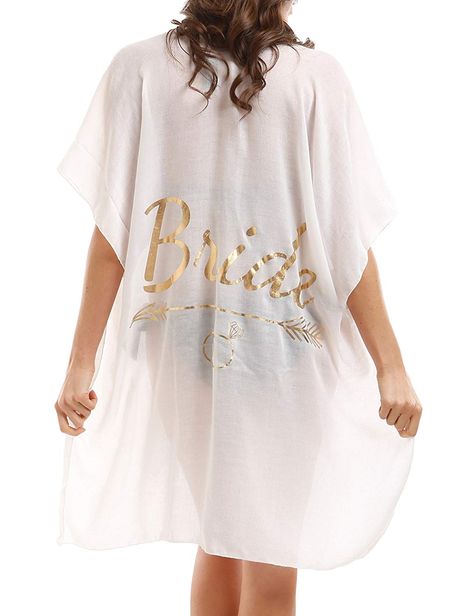 Trendy Lettering, Swimsuit Coverups Kimono, Kimono Bride, Summer Swimwear Bikinis, Bridal Cover Up, Bachelorette Party Beach, White Kimono, Beach Bachelorette, White Bride