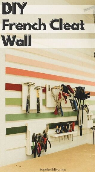 My garage makeover is in full swing! Keep reading to see how I created a french cleat system and finished it with an array of vibrant paint colors. This post is Week 3 of The Take Back My Garage Renovation Series!What is a French Cleat System?A french cleat system is a time-tested method for hanging anything heavy on the wall. It consists of a strip secured to your wall studs and a corresponding strip secured to the back of your item – both mitered at a 45-degree angle. If you have… French Cleat Craft Room, Makerspace Storage, Cleat Storage, French Cleat Wall, Garage Redo, Wall Easel, Cleat Wall, French Cleat System, French Cleats